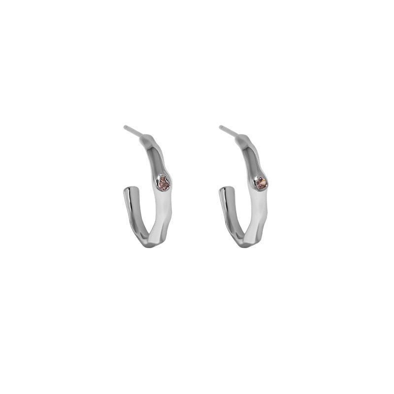 Geometry Irregular CZ Circle Simple 925 Sterling Silver Hoop Earrings - KIAHMILLA