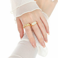 Geometry Irregular Rectangle Micro Setting CZ 925 Sterling Silver Adjustable Ring - KIAHMILLA