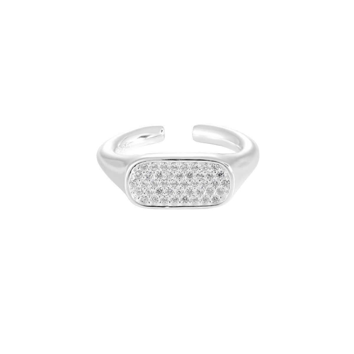Geometry Irregular Rectangle Micro Setting CZ 925 Sterling Silver Adjustable Ring - KIAHMILLA