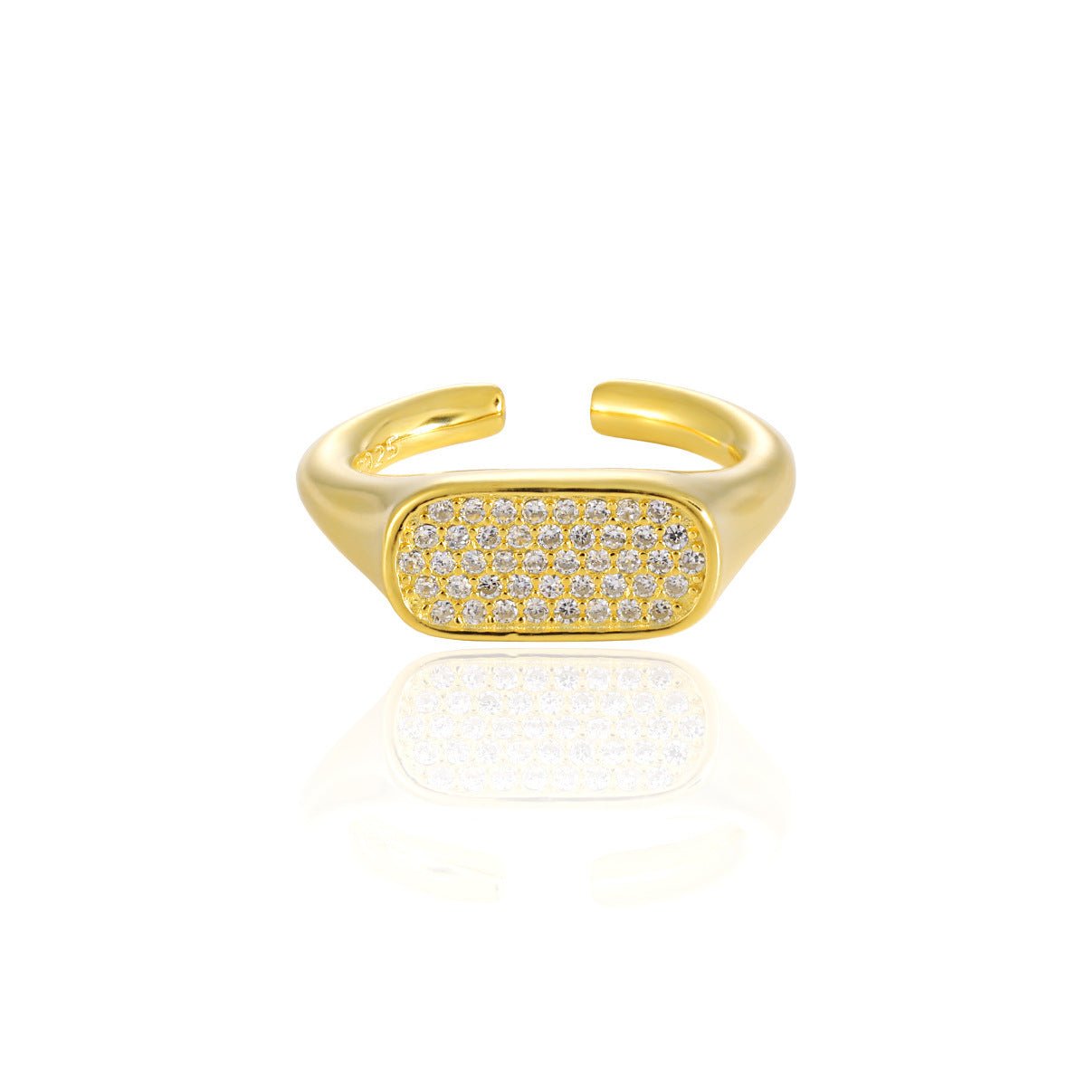 Geometry Irregular Rectangle Micro Setting CZ 925 Sterling Silver Adjustable Ring - KIAHMILLA