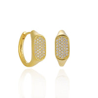 Geometry Irregular Rectangle Micro Setting CZ 925 Sterling Silver Hoop Earrings - KIAHMILLA