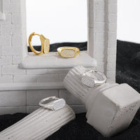 Geometry Irregular Rectangle Micro Setting CZ 925 Sterling Silver Hoop Earrings - KIAHMILLA