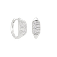 Geometry Irregular Rectangle Micro Setting CZ 925 Sterling Silver Hoop Earrings - KIAHMILLA