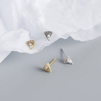 Geometry Micro Setting Triangle Fan 925 Sterling Silver Stud Earrings - KIAHMILLA