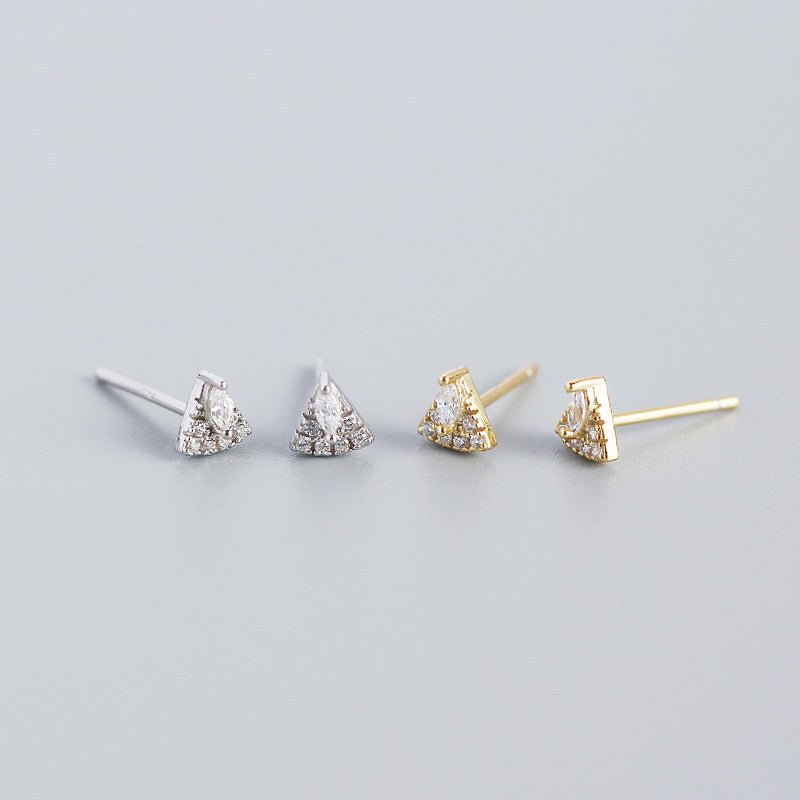 Geometry Micro Setting Triangle Fan 925 Sterling Silver Stud Earrings - KIAHMILLA