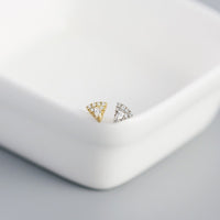 Geometry Micro Setting Triangle Fan 925 Sterling Silver Stud Earrings - KIAHMILLA