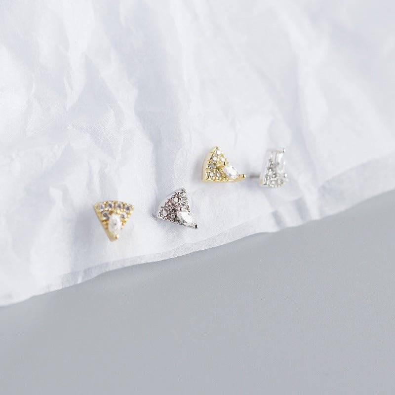 Geometry Micro Setting Triangle Fan 925 Sterling Silver Stud Earrings - KIAHMILLA