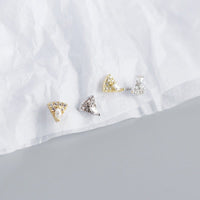 Geometry Micro Setting Triangle Fan 925 Sterling Silver Stud Earrings - KIAHMILLA