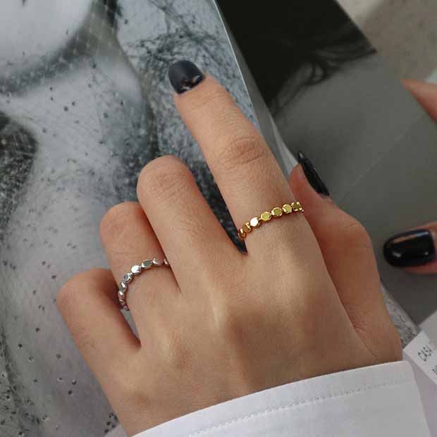 Geometry Oblate Bead 925 Sterling Silver Ring - KIAHMILLA