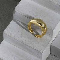 Geometry Oval Ellipse 925 Sterling Silver Adjustable Ring - KIAHMILLA
