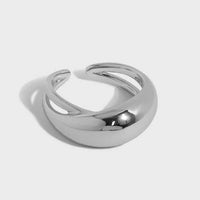 Geometry Oval Ellipse 925 Sterling Silver Adjustable Ring - KIAHMILLA