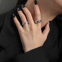 Geometry Oval Ellipse 925 Sterling Silver Adjustable Ring - KIAHMILLA