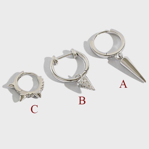 Geometry Rivet Fashion 925 Sterling Silver Hoop Earrings - KIAHMILLA