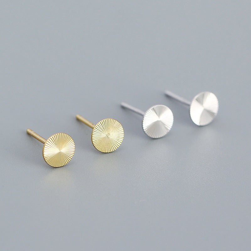 Geometry Round CNC Lathe 925 Sterling Silver Stud Earrings - KIAHMILLA