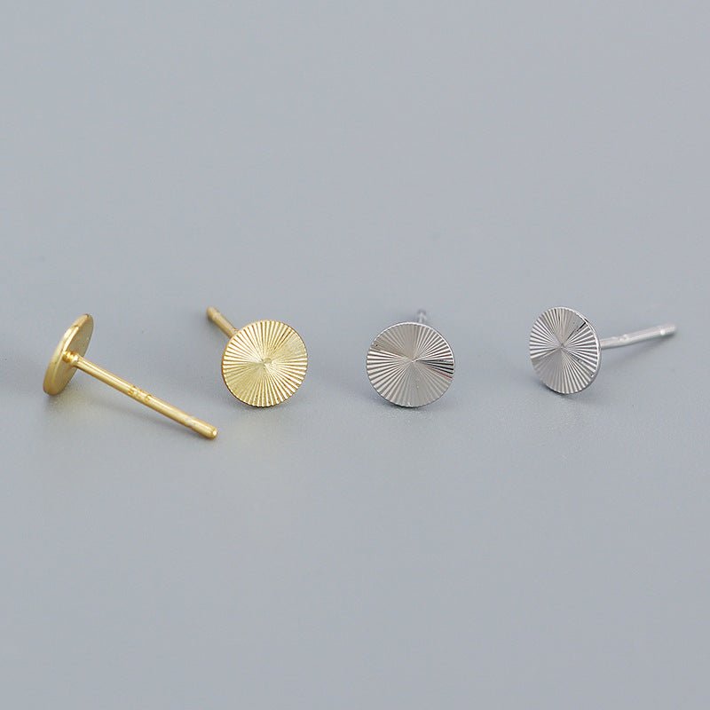 Geometry Round CNC Lathe 925 Sterling Silver Stud Earrings - KIAHMILLA