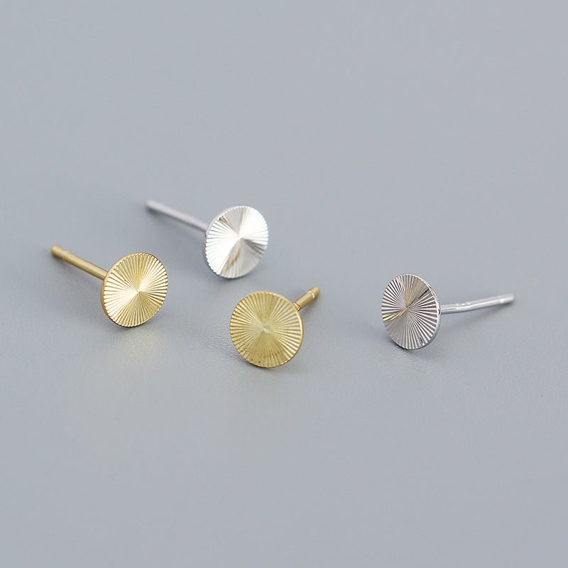 Geometry Round CNC Lathe 925 Sterling Silver Stud Earrings - KIAHMILLA