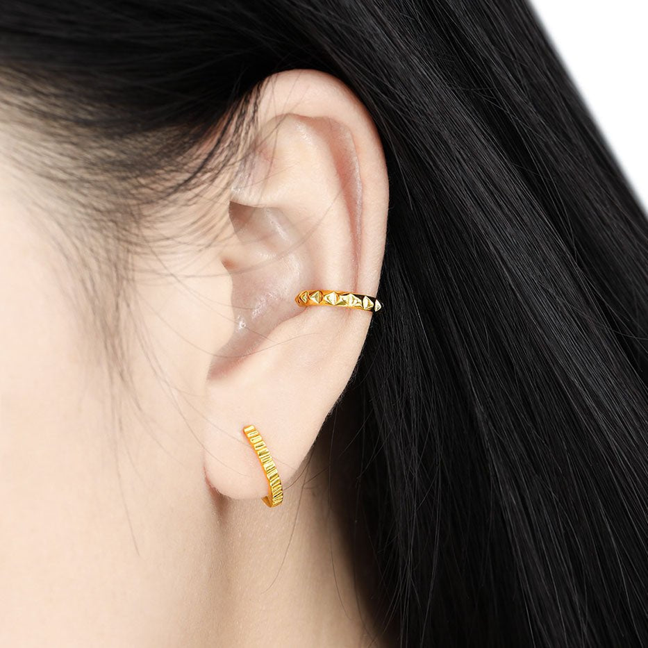 Geometry Round Irregular Gear 925 Sterling Silver Hoop Earrings - KIAHMILLA