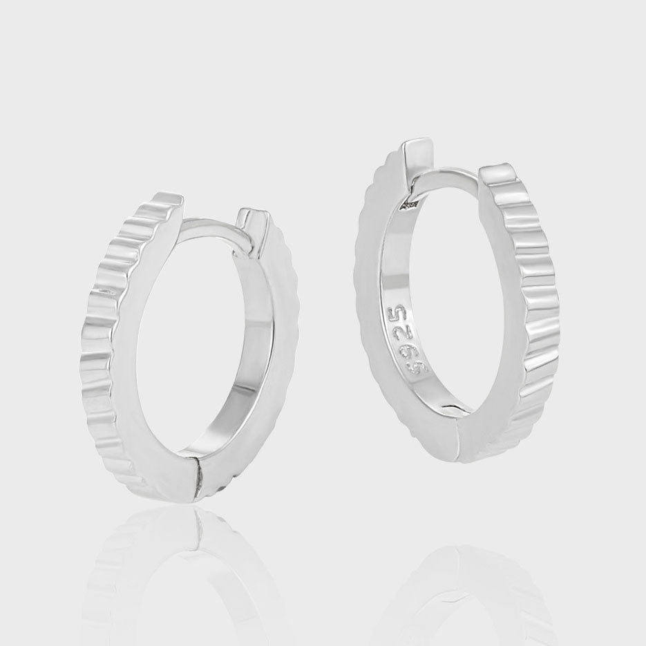 Geometry Round Irregular Gear 925 Sterling Silver Hoop Earrings - KIAHMILLA