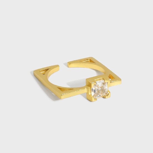 Geometry Square CZ 925 Sterling Silver Adjustable Ring - KIAHMILLA