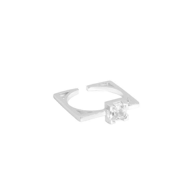 Geometry Square CZ 925 Sterling Silver Adjustable Ring - KIAHMILLA