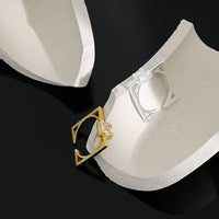 Geometry Square CZ 925 Sterling Silver Adjustable Ring - KIAHMILLA