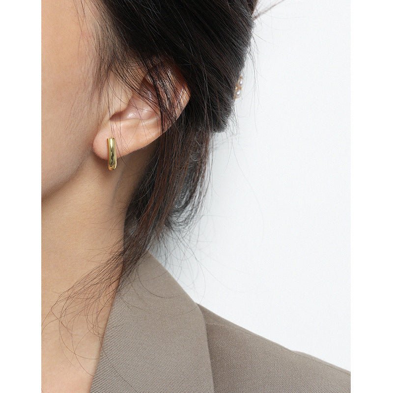 Geometry U Shape Fashion 925 Sterling Silver Hoop Earrings - KIAHMILLA