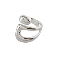 Geometry Wide Double Layer Hollow Cross 925 Sterling Silver Adjustable Ring - KIAHMILLA