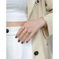 Geometry Wide Double Layer Hollow Cross 925 Sterling Silver Adjustable Ring - KIAHMILLA
