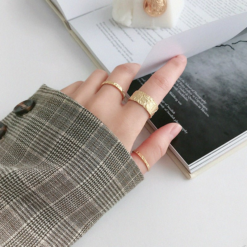 Gift Concave Convex 925 Sterling Silver Adjustable Wide Ring - KIAHMILLA