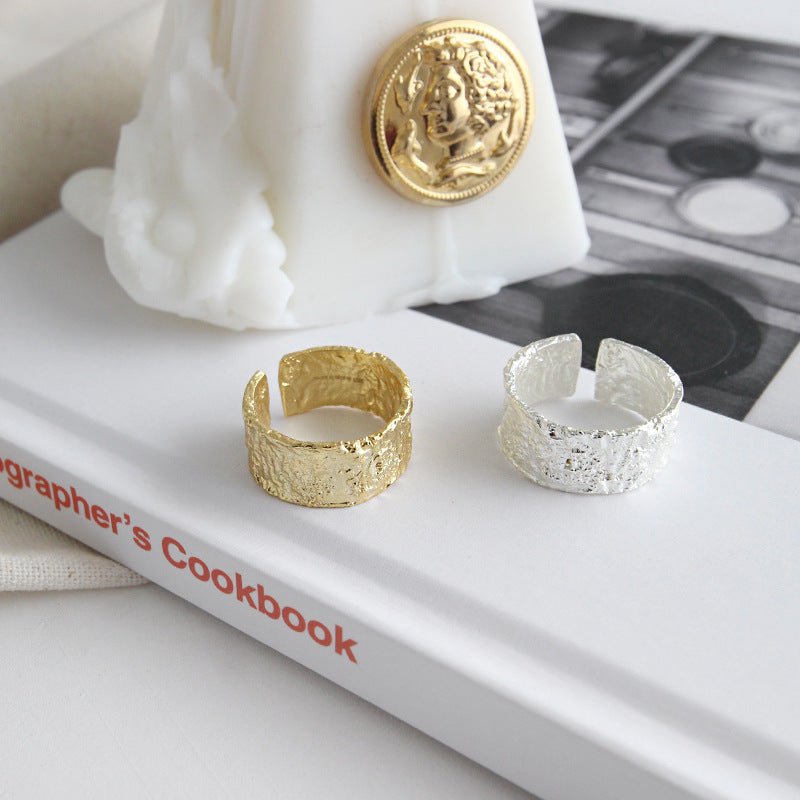 Gift Concave Convex 925 Sterling Silver Adjustable Wide Ring - KIAHMILLA