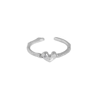 Gift Irregular CZ Heart 925 Sterling Silver Adjustable Ring - KIAHMILLA