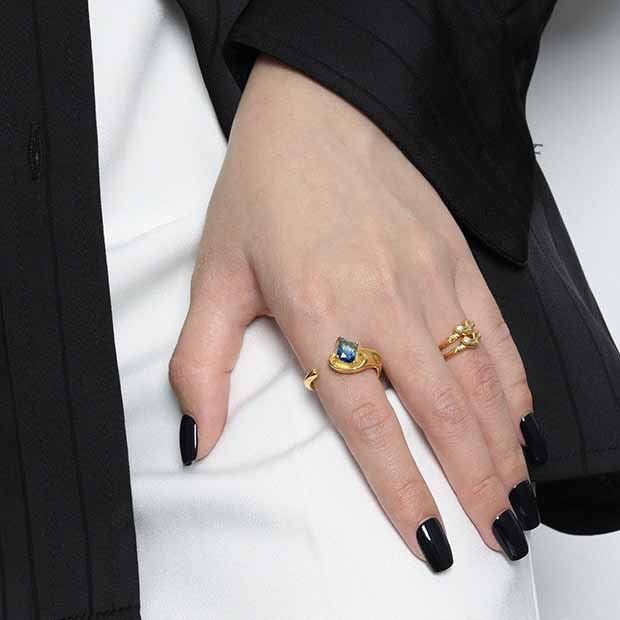 Gift Irregular CZ Heart 925 Sterling Silver Adjustable Ring - KIAHMILLA