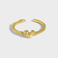 Gift Irregular CZ Heart 925 Sterling Silver Adjustable Ring - KIAHMILLA
