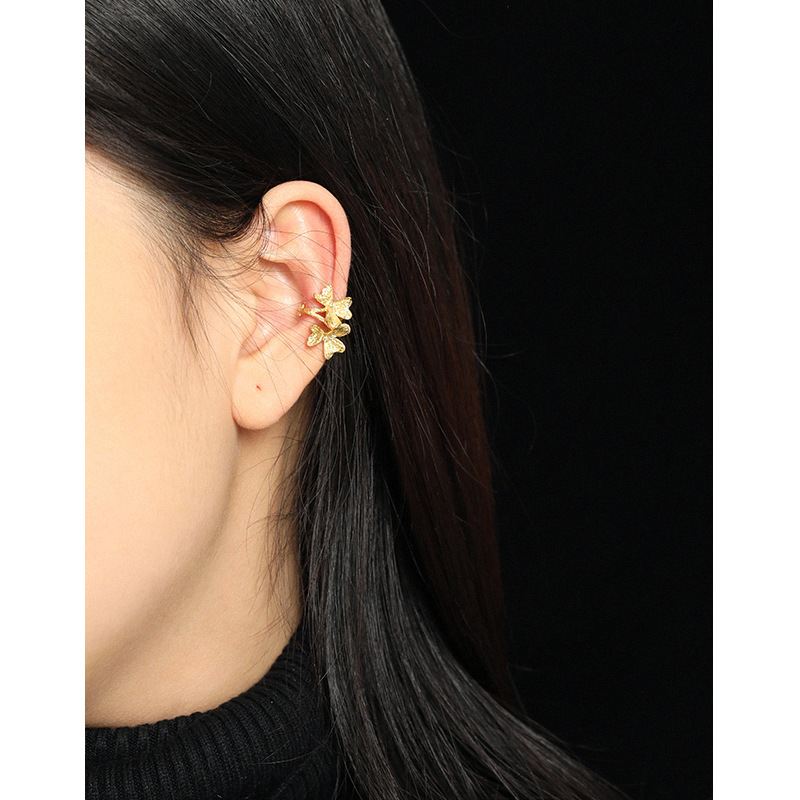 Gift Lucky Clover Flower 925 Sterling Silver Non-Pierced Earring(Single) - KIAHMILLA