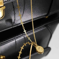 Gift Oval Tag Cross Chain 925 Sterling Silver Necklace - KIAHMILLA