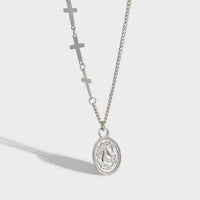 Gift Oval Tag Cross Chain 925 Sterling Silver Necklace - KIAHMILLA