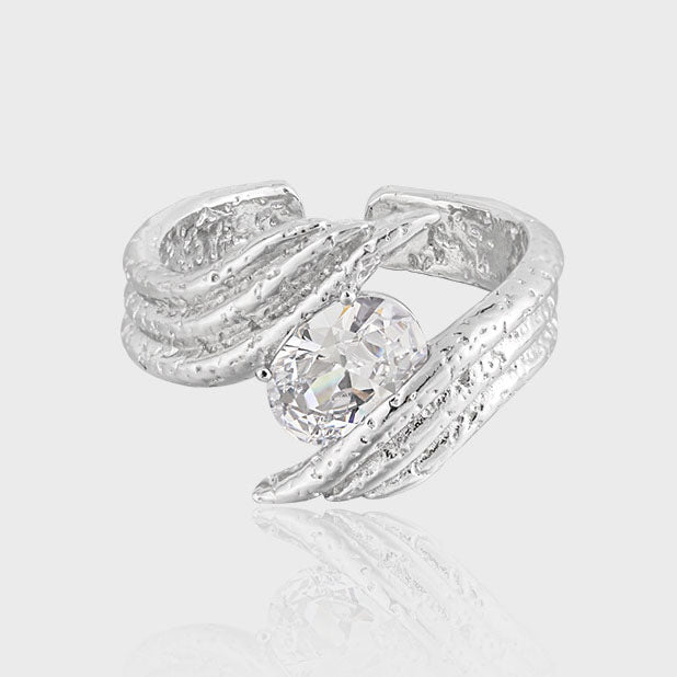 Gift Round CZ Hand Embrace Peace 925 Sterling Silver Adjustable Ring - KIAHMILLA