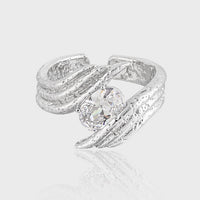 Gift Round CZ Hand Embrace Peace 925 Sterling Silver Adjustable Ring - KIAHMILLA