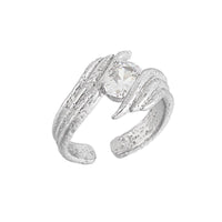 Gift Round CZ Hand Embrace Peace 925 Sterling Silver Adjustable Ring - KIAHMILLA