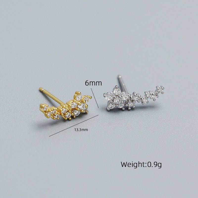 Girl Beautiful CZ Mini Flowers 925 Sterling Silver Stud Earrings - KIAHMILLA