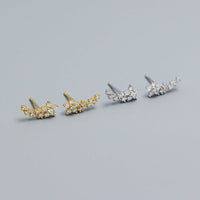 Girl Beautiful CZ Mini Flowers 925 Sterling Silver Stud Earrings - KIAHMILLA