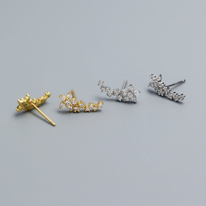 Girl Beautiful CZ Mini Flowers 925 Sterling Silver Stud Earrings - KIAHMILLA