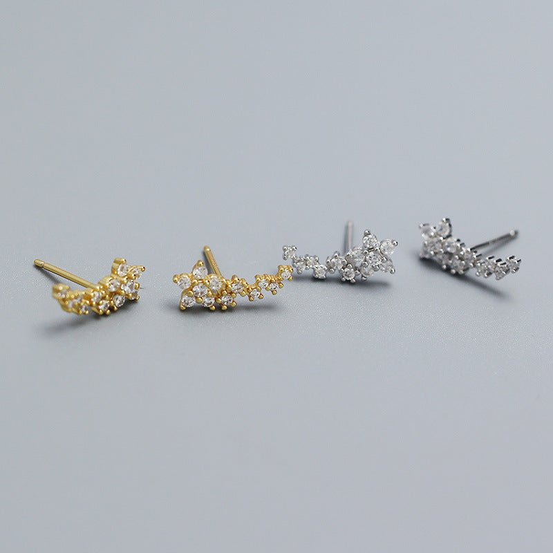 Girl Beautiful CZ Mini Flowers 925 Sterling Silver Stud Earrings - KIAHMILLA