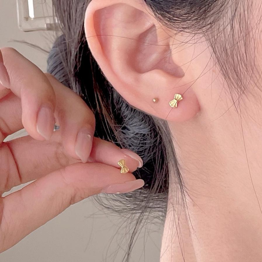 Girl Cute Mini Bow-Knot 925 Sterling Silver Stud Earrings - KIAHMILLA