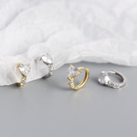 Girl CZ Heart Geometry 925 Sterling Silver Hoop Earrings - KIAHMILLA