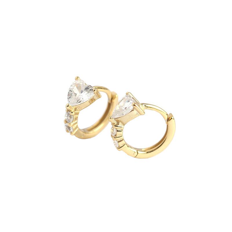 Girl CZ Heart Geometry 925 Sterling Silver Hoop Earrings - KIAHMILLA