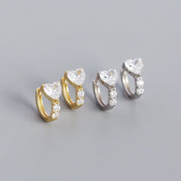 Girl CZ Heart Geometry 925 Sterling Silver Hoop Earrings - KIAHMILLA