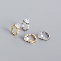 Girl CZ Heart Geometry 925 Sterling Silver Hoop Earrings - KIAHMILLA