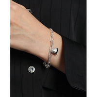 Girl Double Layers Hollow Chain Heart 925 Sterling Silver Bracelet - KIAHMILLA