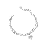 Girl Double Layers Hollow Chain Heart 925 Sterling Silver Bracelet - KIAHMILLA